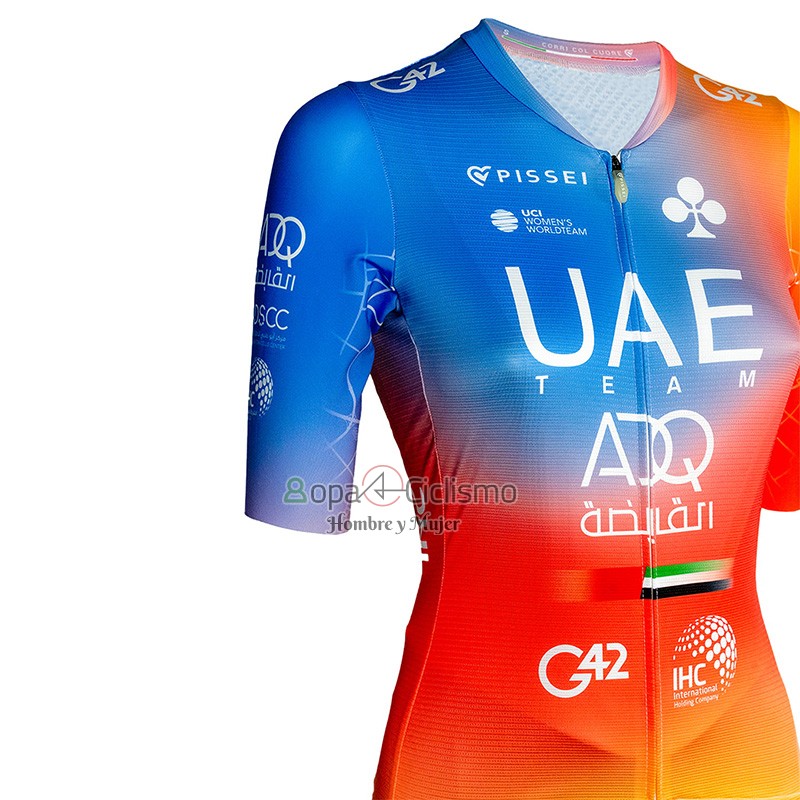 Uae Team Emirates Ropa Ciclismo Culotte Corto 2023 Mangas Cortas Naranja Azur